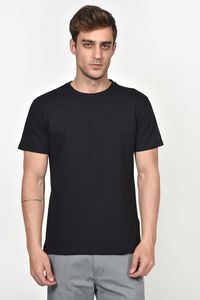 Προσφορά Ανδρικό Μονόχρωμο T-Shirt με Πικέ Ύφανση - ΜΑΥΡΟ για 20€ σε Berto Lucci