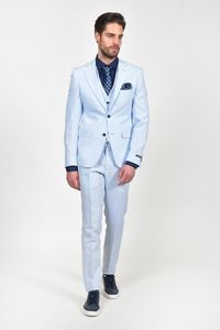 Προσφορά Ανδρικό Καλοκαιρινό Three Piece Κοστούμι 100% Λινό - ΣΙΕΛ για 219€ σε Berto Lucci