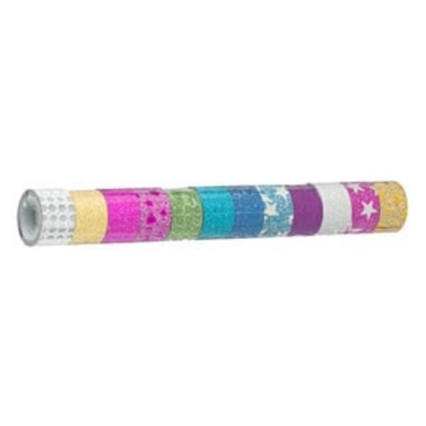Προσφορά Κολλητικές Ταινίες Mini Διακοσμητικές Χρωματιστό Glitter 1mx12mm - 12 τμχ. για 0,99€