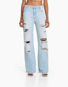 Προσφορά Ripped wide-leg ’90s jeans για 20,99€ σε Bershka