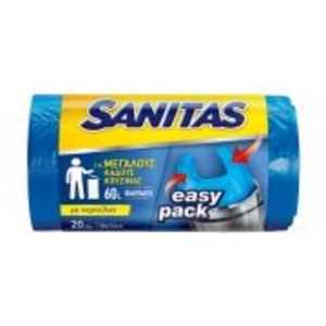 Προσφορά SANITAS Σακούλες Απορριμμάτων Μεγάλες με Χερούλια Easy Pack 58x72cm 60lt 20τεμ για 2,3€ σε ΣΚΛΑΒΕΝΙΤΗΣ
