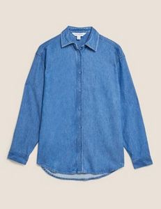 Προσφορά Τζιν πουκάμισο με γιακά από lyocel για 69,99€ σε MARKS & SPENCER