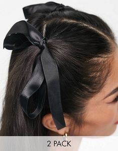 Προσφορά DesignB London pack of 2 hair ribbons in black για 6€ σε Asos