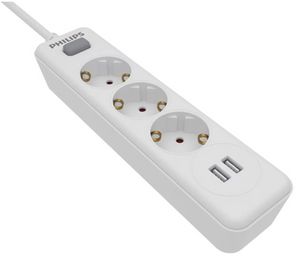 Προσφορά Πολύπριζο Philips SPN3032W/GRS 3 Θέσεων &amp; 2 USB για 14,9€ σε Electronet