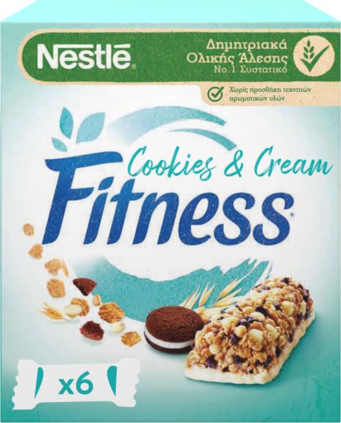 Προσφορά Nestle Fitness Μπάρες Δημητριακών Cookies & Cream 6x23,5gr για 1,93€