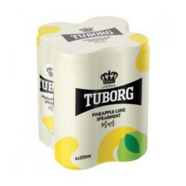 Προσφορά Tuborg Mixer Αναψυκτικό Ανανάς Λάιμ Δυόσμος 4 x 330ml για 1,74€ σε Χαλκιαδάκης