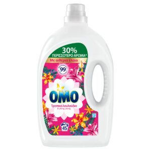 Προσφορά Omo Υγρό Πλυντηρίου Ρούχων Τροπικά Λουλούδια 45 Μεζούρες 2,475 lt για 7,2€ σε Χαλκιαδάκης