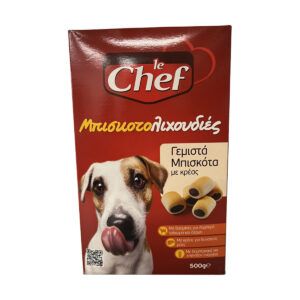 Προσφορά Le Chef Μπισκότα Για Σκύλους Γεμιστά Με Κρέας 400 gr για 2,55€ σε Χαλκιαδάκης