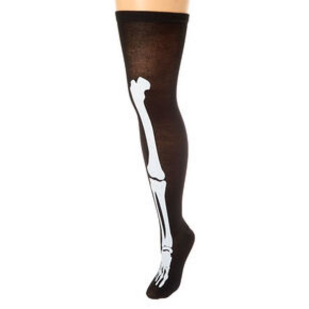 Προσφορά Glow In The Dark Over the Knee Skeleton Socks - Black για 1,75€ σε Claire's
